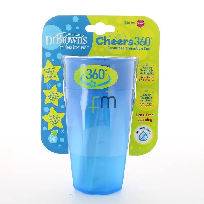 Dr. Brown'S Gobelet 360 Sans Bec Verseur Bleu Sans Poignée