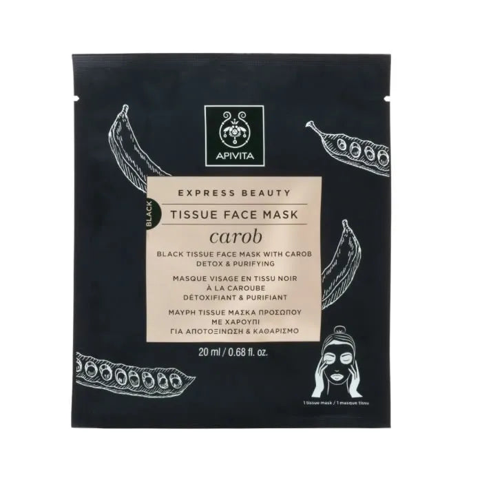 Apivita Masque Visage En Tissu Noir Détox Et Purifiant À La Caroube