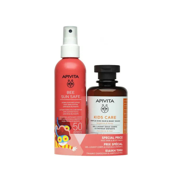 Apivita Bee Sun Safe Children's Lotion Spf50 + Apivita Kids Hair & Body Hair & Mandarin Honey