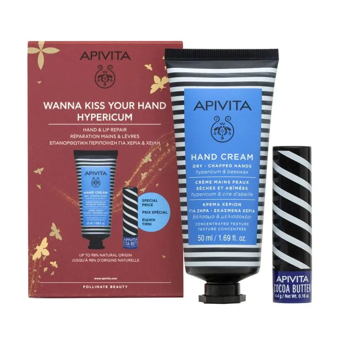 Apivita Hypericum Hand Cream + Lip Balm Set 2 Pieces