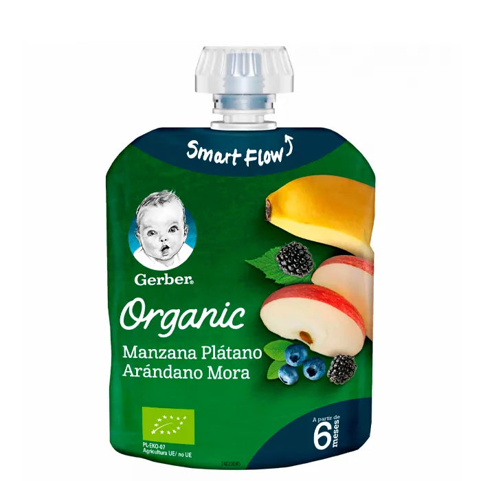 Gerber Organic Pomme Banane Myrtille & Mûre