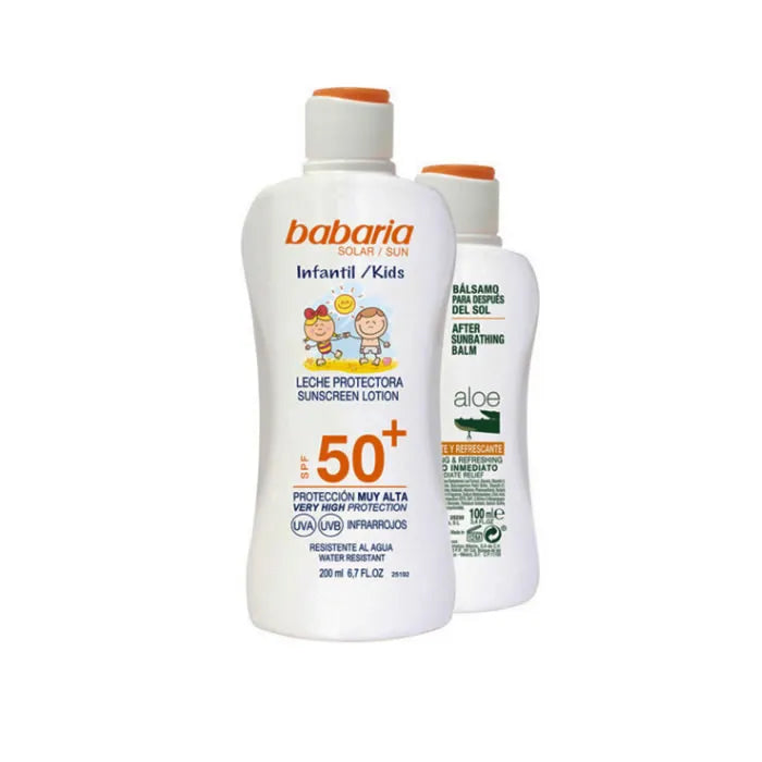 Babaria Crème Solaire Pour Enfants Lait Protecteur Resistant À L'Eau Spf50 Coffret 2 Produits