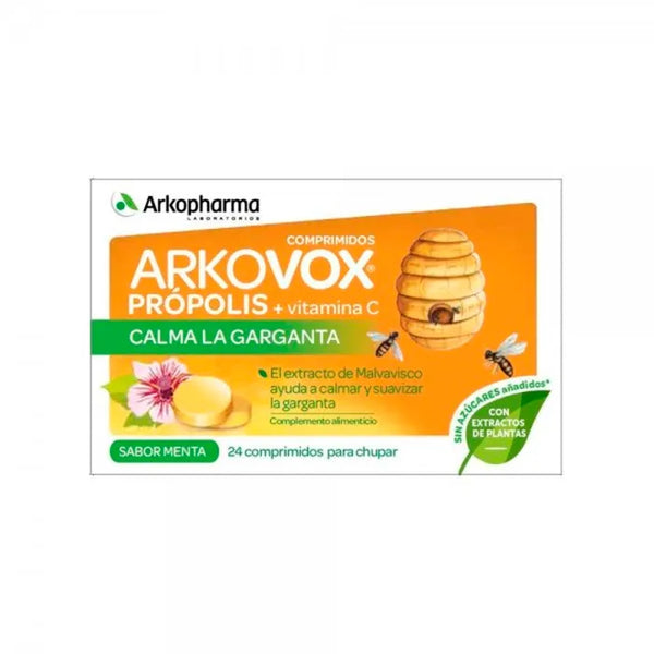 Arkopharma Arkovox Propolis Vitamine C Goût Menthe 24 Comprimés - Batty Beauty