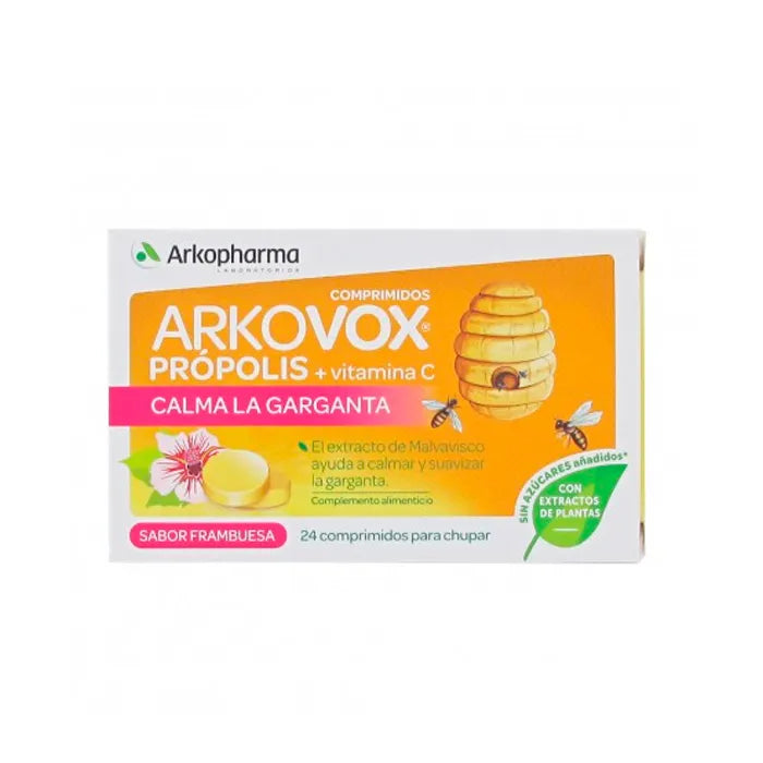 Arkopharma Arkovox Propolis + Vitamine C 24 Comprimés à la Framboise