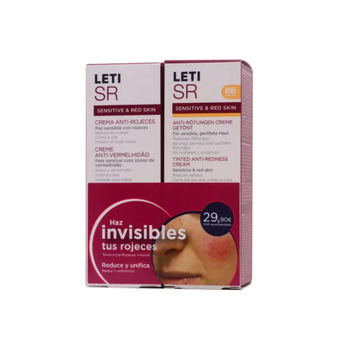 Leti Sr Anti Redness Cream SPF20 +BB Cream Anti Redness Cream With Colour SPF20 Set 2 Pieces
