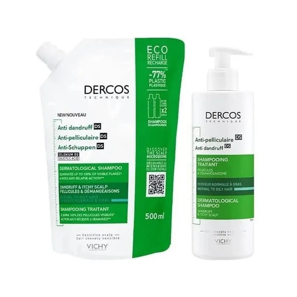 Vichy Dercos Shampoing Antipelliculaire Cheveux Normaux À Gras Lot de 2 Pièces 390ml - Batty Beauty