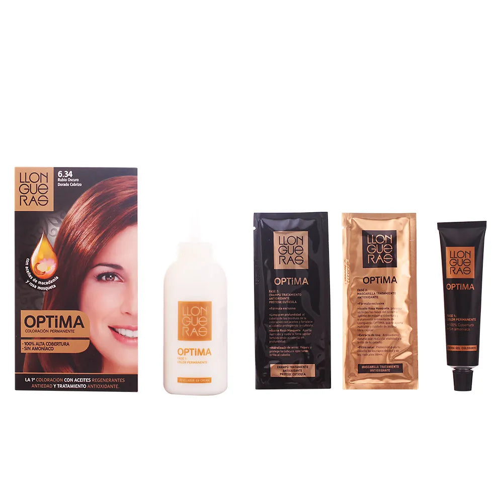 Llongueras Optima Coloration Permanente Sans Ammoniaque 6.34 Blond Foncé Doré Cuivré