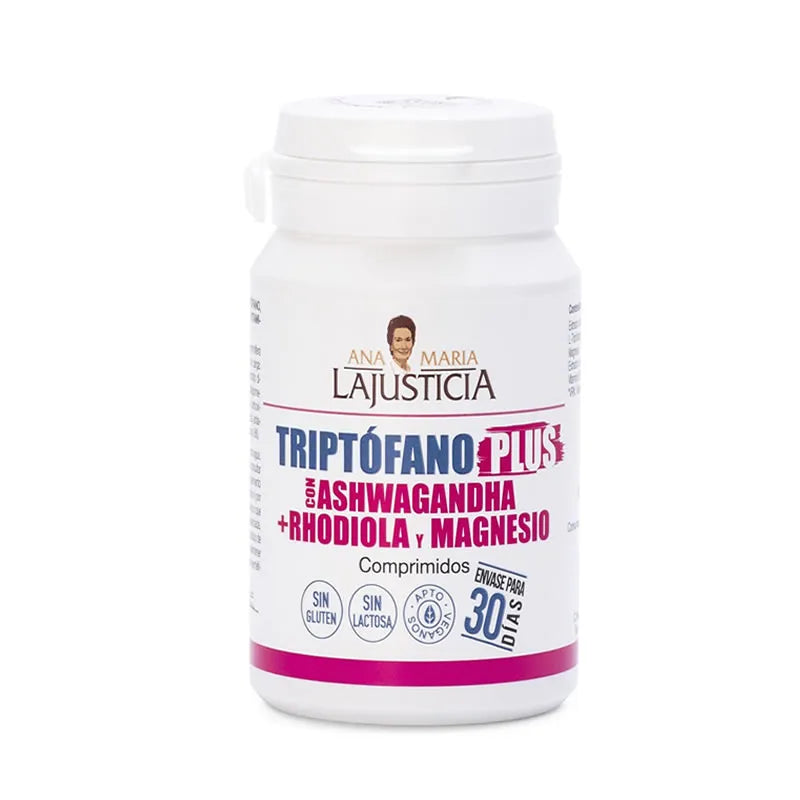 Ana María Lajusticia Justice Tryptophan Plus avec Ashwagandha Rhodiola Et Magnésium 60 Comprimés