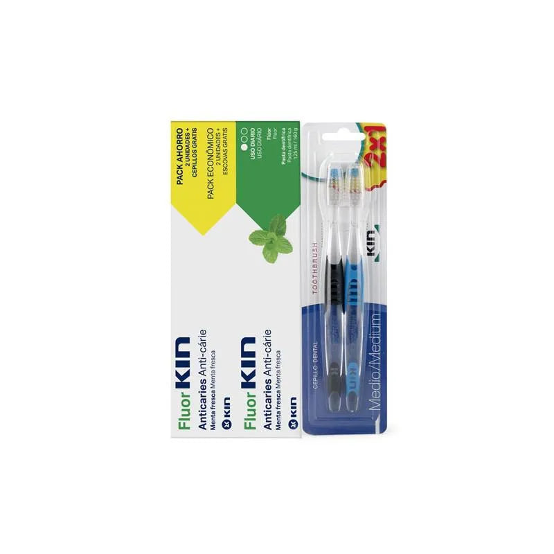 Kin Pasta Anticaries Menta Fresca 2 Cepillos