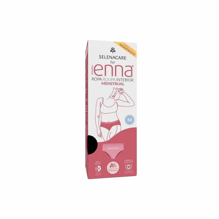 Enna Menstrual Brief Hipster Black Moderate Flow Size M Day & Night