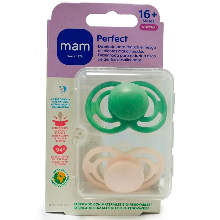 Mam Sucette Silicone Symétrique Mam Perfect +16 Mois Matt N Pack Double