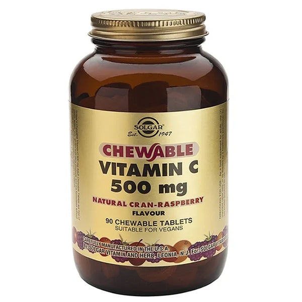 Solgar Vitamin C (Framboise Flaveur) 500mg 90 Comprimés - Batty Beauty