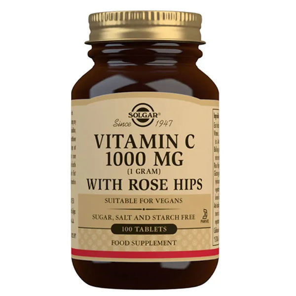 Solgar Vitamine C 100 Comprimés avec Églantier 1g - Batty Beauty