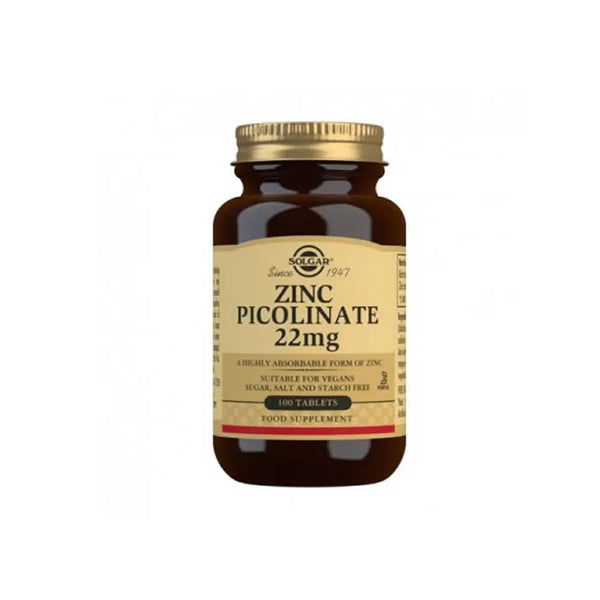 Solgar Picolinato Zinc 22mg 100 Comprimés - Batty Beauty