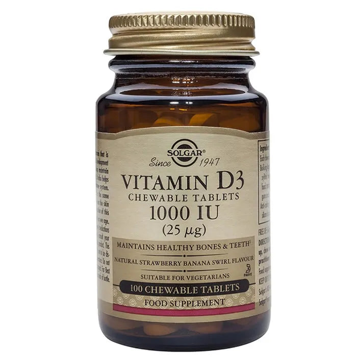 Solgar Vitamine D3 1000 IU 25cmg Cholecalciferol 100 Comprimés