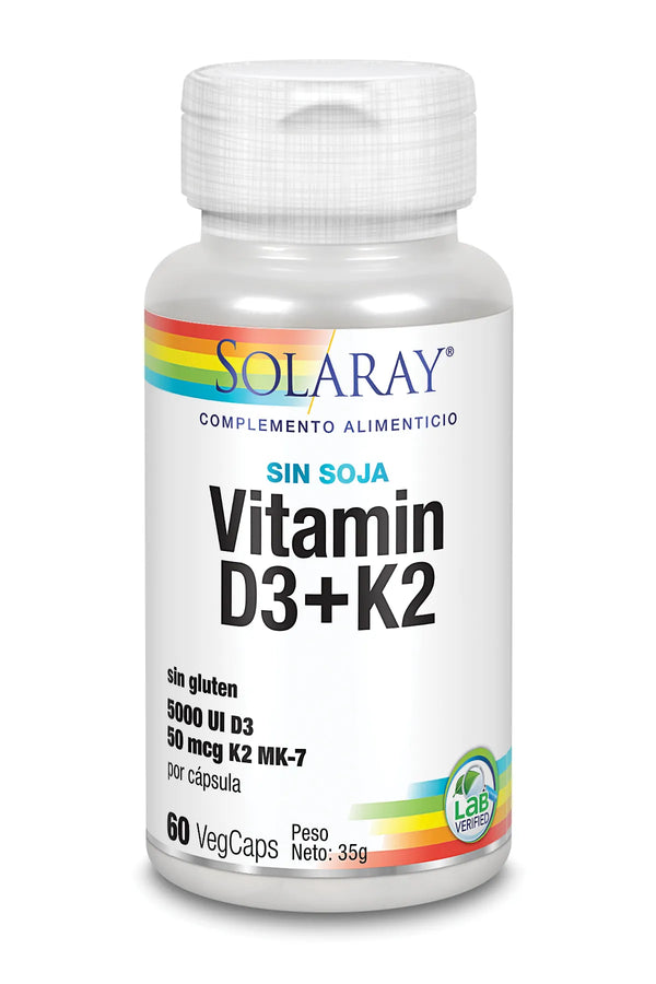 Solaray Vitamina D3 y K2 60 Vcaps 5000 Ui - Batty Beauty