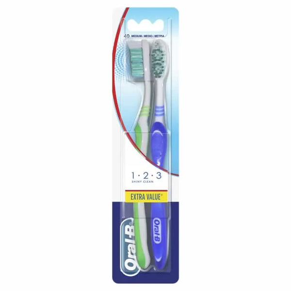 Oral-B Shiny Clean Brosse À Dents Medium 2 Unités - Batty Beauty