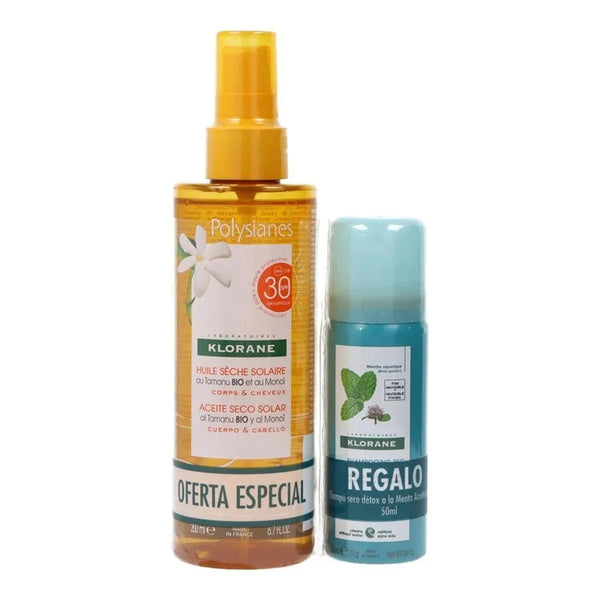 Klorane Polysianes Huile Sèche Solaire Spf30 Set 2 Pièces 200ml - Batty Beauty