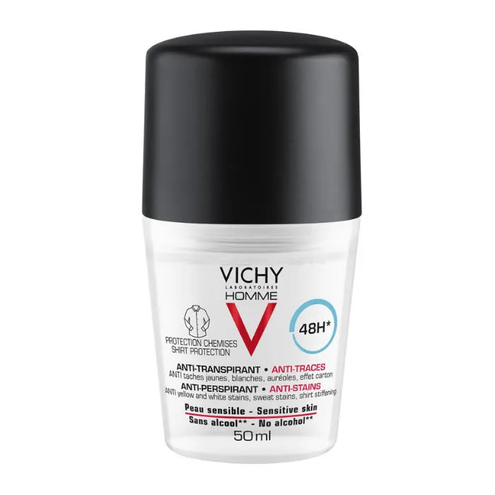 Vichy Homme Déodorant Anti-Transpirant Anti-Traces Peau Sensible