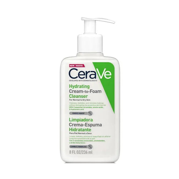 CeraVe Hydrating Cream-To-Foam Cleanser For Normal To Dry Skin 236ml - Batty Beauty