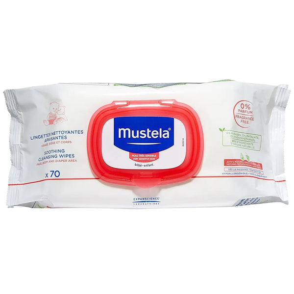 Mustela Lingettes Nettoyantes Apaisantes Peau Très Sensible 70 Unités - Batty Beauty