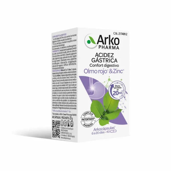 Arkopharma Gastric Acidity Digestive Comfort Slippery Elm & Zinc 40 Capsules - Batty Beauty