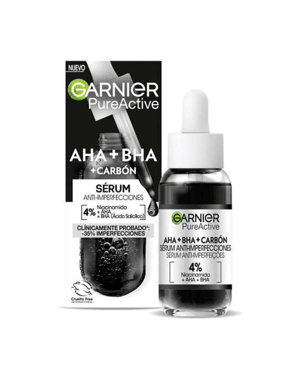 Garnier Pure Active Aha Bha Carbón Sérum Anti-Imperfecciones 30ml - Batty Beauty