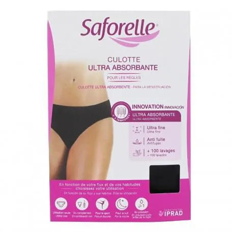 Saforelle Culotte Ultra Absorbante Noir Taille L - Batty Beauty