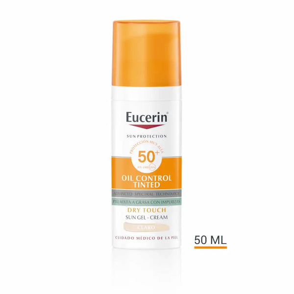 Eucerin Oil Control Dry Touch Gel Crema SPF50+ Tinted Light 50ml - Batty Beauty