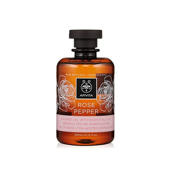 Apivita Rose Pepper Shower Gel with Essential Oils 300ml - Batty Beauty