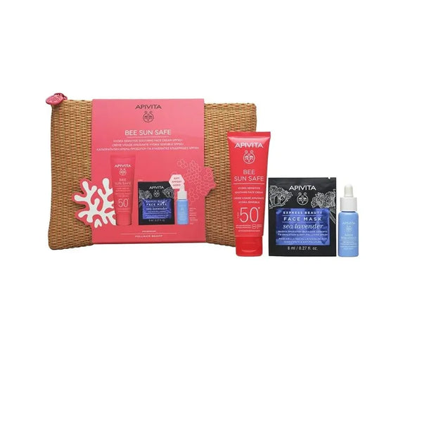 Apivita Bee Sun Safe Hydra Sensitive Soothing Face Cream SPF50+ Coffret 4 Produits 50ml - Batty Beauty