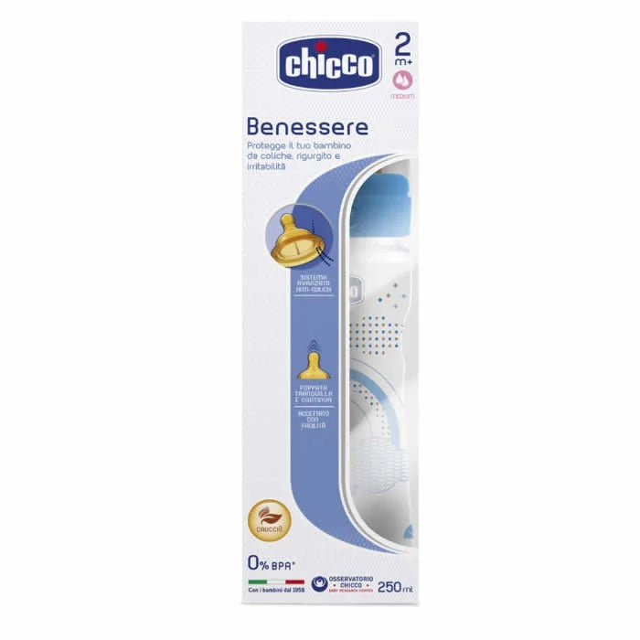 Chicco Well-Being Bottle Latex Medium Flow Blue 2M+