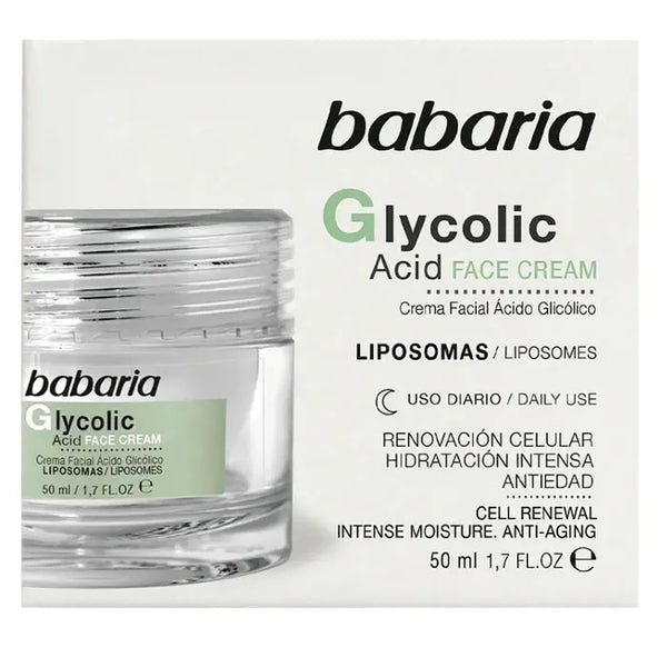 Babaria Glycolic Acid Face Cream Cell Renewal 50ml - Batty Beauty