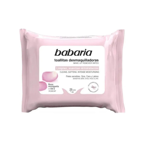 Babaria Rosa Mosqueta Lingettes Démaquillantes 25 Unités - Batty Beauty