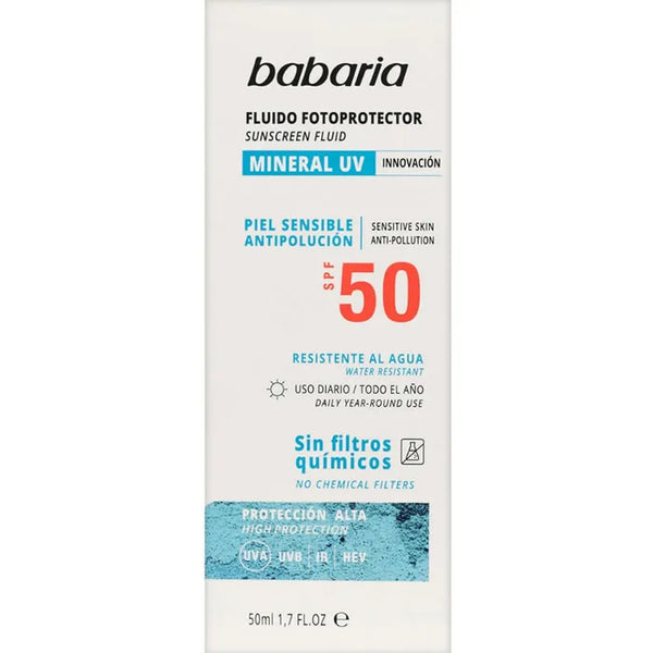 Babaria Sun Mineral Fotoprotector Facial Fluid Spf50 50ml - Batty Beauty
