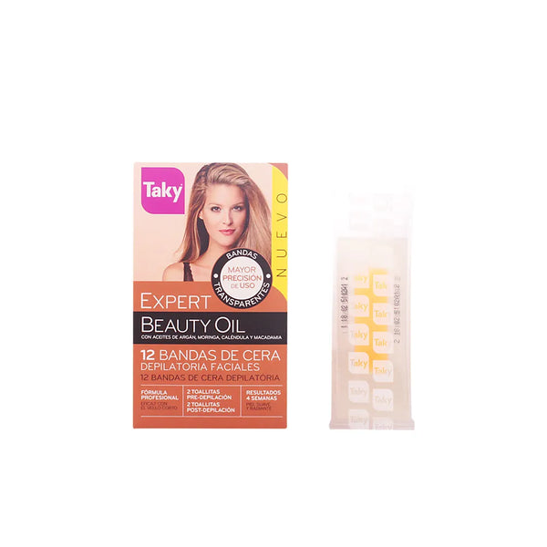 Taky Beauty Oil Depilatory Facial Wax Bands 12uds - TAKY