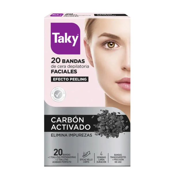 Taky Carbone Activado Bandes De Cire De Visage 20 Unités - Batty Beauty
