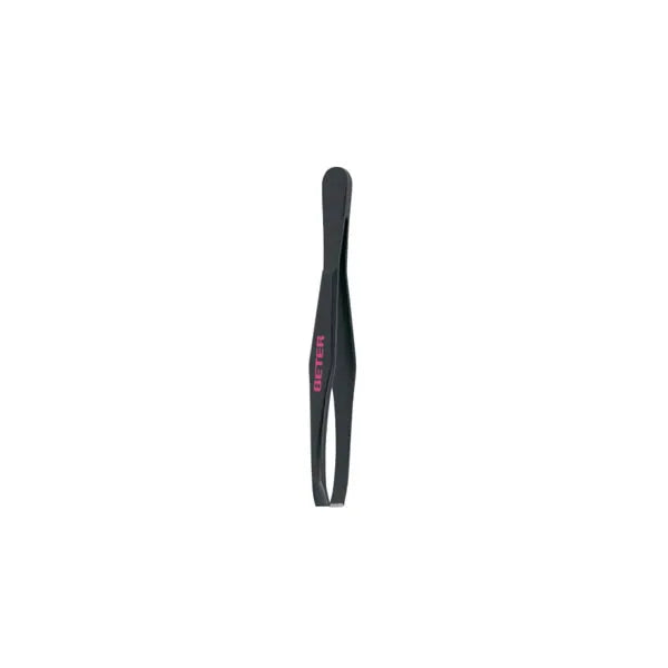 Beter Pince À Épiler Noire Avec Pointe Droite En Acier - Batty Beauty
