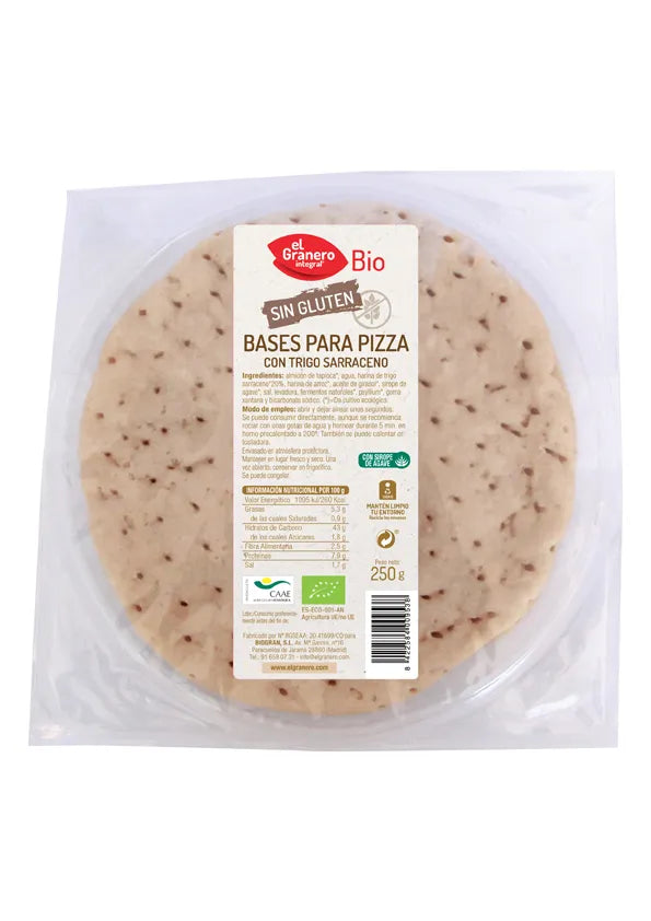 Granero Bases De Pizza Con Trigo Sarraceno Sin Gluten Bio
