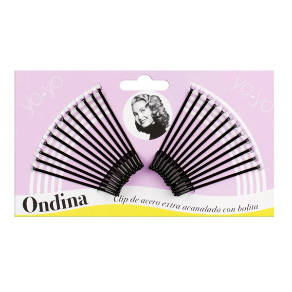 Eurostil Acanalado Clips Acero Con Bolita Negra 50mm Pack 1un - Batty Beauty