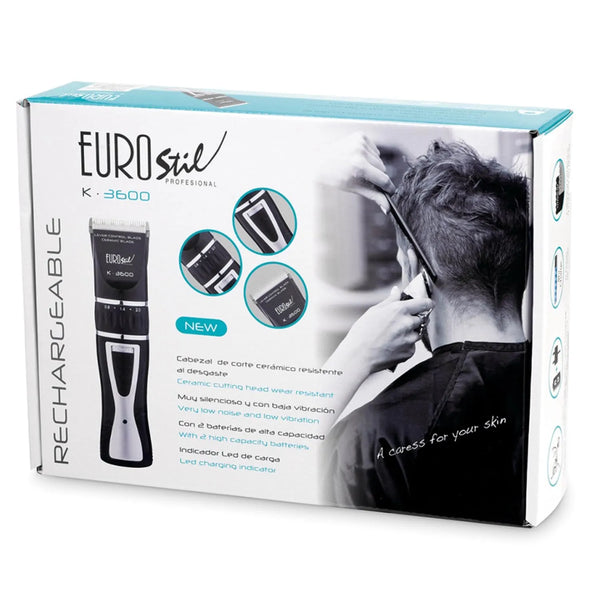 Eurostil Electrica K3600 Ceramico Recargable Maquina Cortapelo Cabello Negro Negro 5w 1un - Batty Beauty