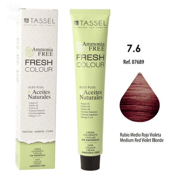 Eurostil Fresh Colour Crema Decolorante 7,6 Rubio Medio Rojo Violeta Sin Amoniaco 1un - Batty Beauty