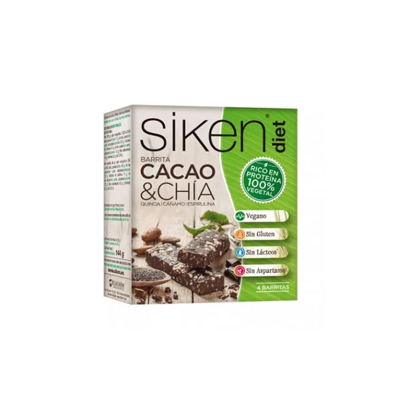 Siken Diet Protéines Végétales Au Cacao et Au Chia 4 Unités De
