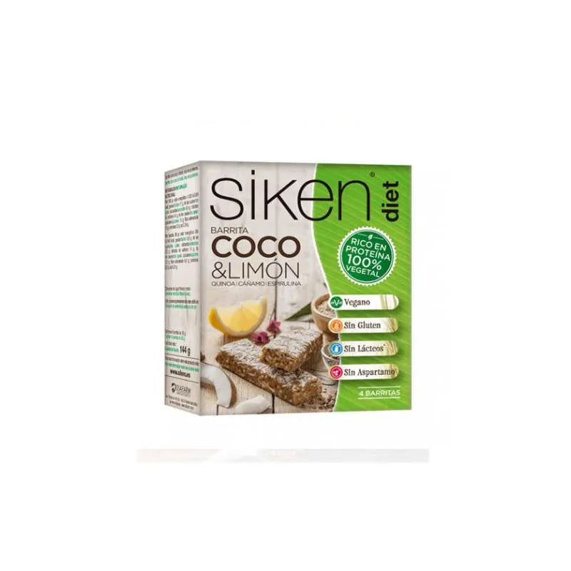 Siken Diet Protéines Végétales Noix De Coco et Citron 4 Unités De