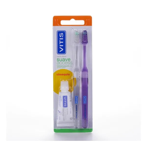 Vitis Double Set Den Access Brosse À Dents Souple Dentifrice - Batty Beauty
