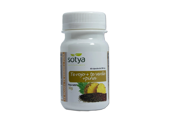 Sotya Te Verde, Te Rojo y Piña 500 Mg Caps 60u - Batty Beauty