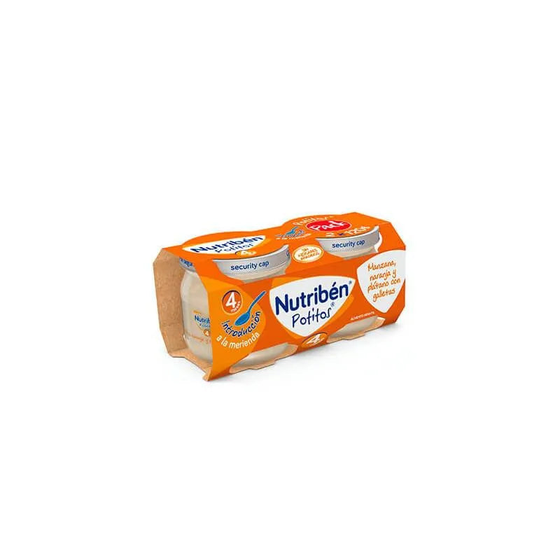 Nutriben Nutribén Potito Bipack Manzana, Naranja, Platano y Galleta