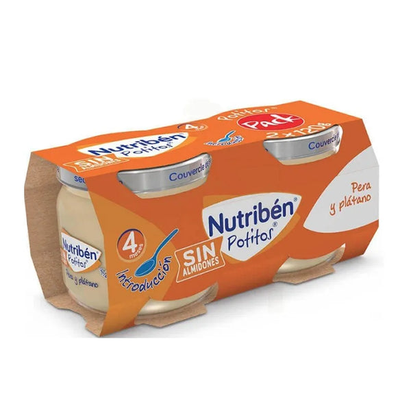 Nutriben Nutribén Pot Banane, Mandarine, Poire et Biscuit 2 Bocaux 190g - Batty Beauty