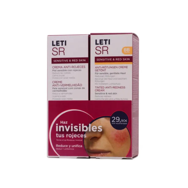 Leti Sr Anti Redness Cream SPF20 +BB Cream Anti Redness Cream With Colour SPF20 Set 2 Pieces 40ml - Batty Beauty