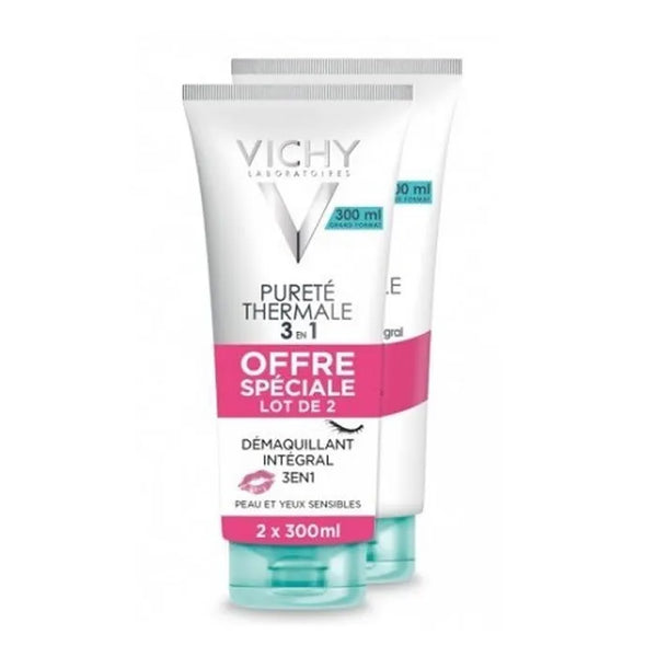Vichy Pureté Thermale 3 En 1 Démaquillant Intégral Peau Sensible 2x300ml - Batty Beauty